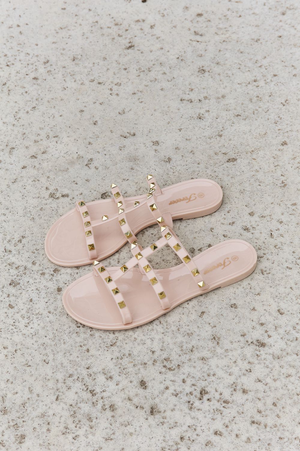 Forever Link Studded Cage Strap Slide Jelly Sandal