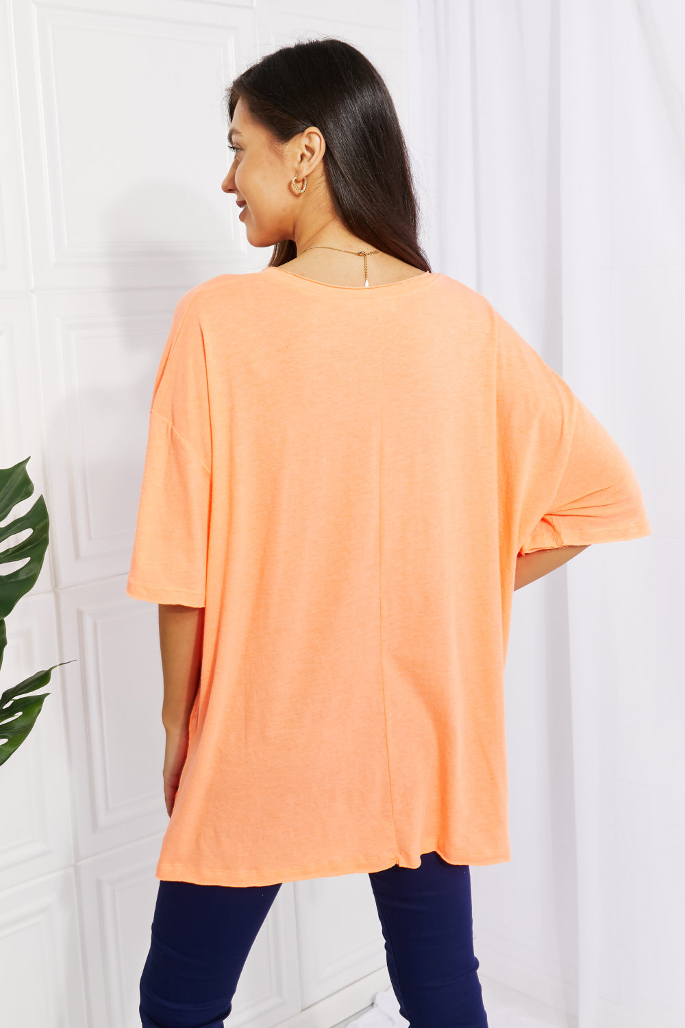 Zenana Neon Lights Full Size Raw Edge Pocket Tee