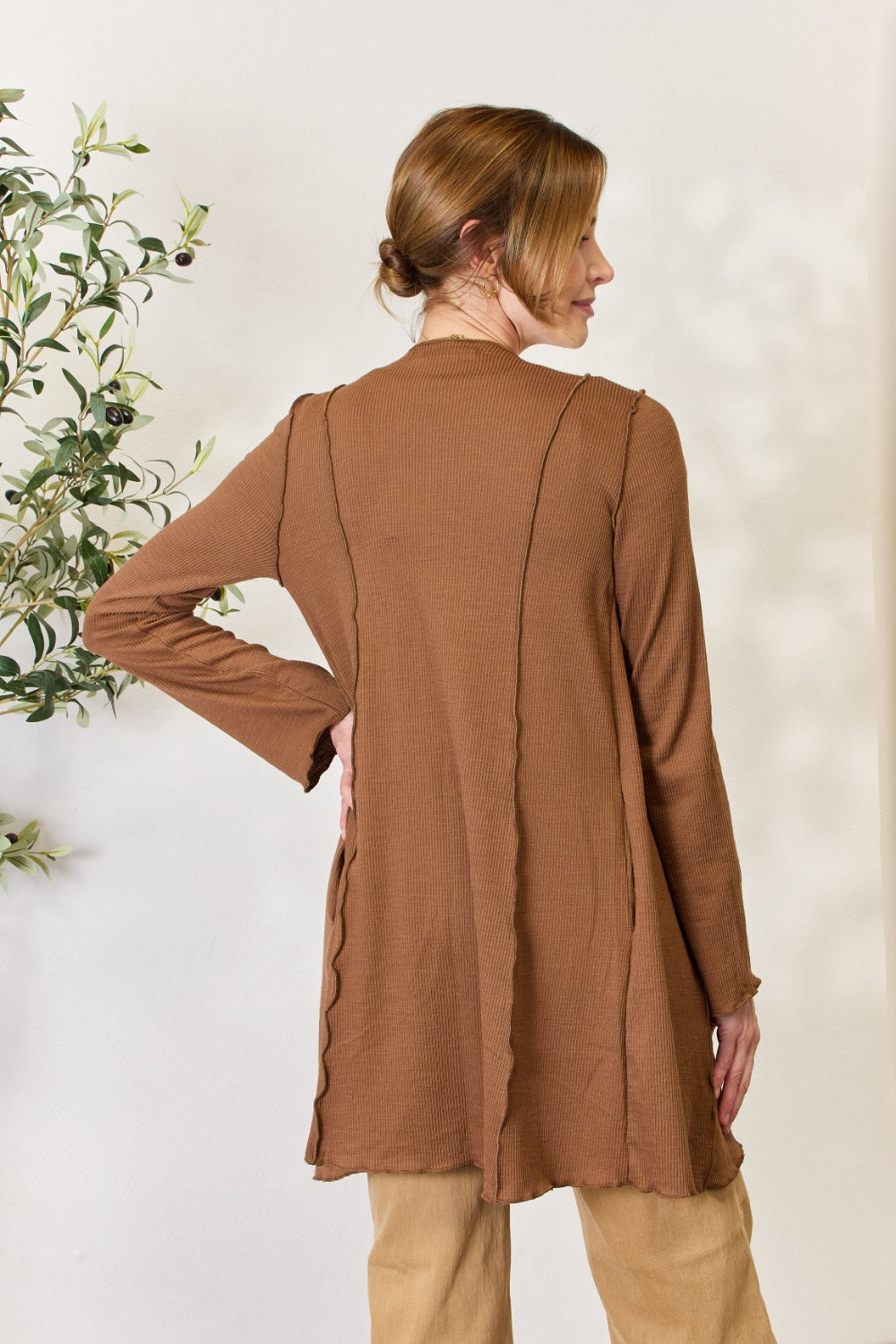 Culture Code Full Size Open Front Long Sleeve Cardigan